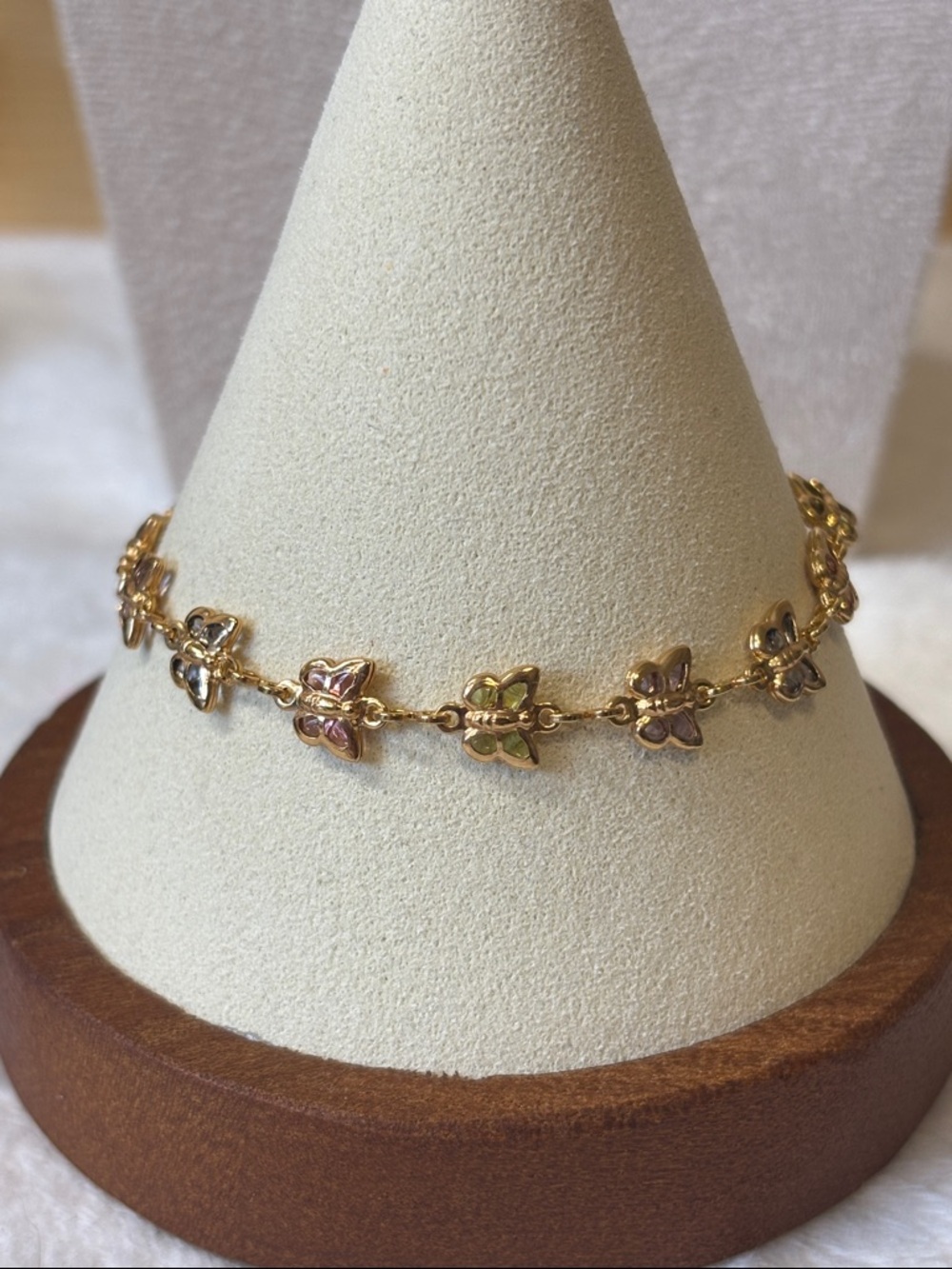 NEW Pastel Crystal Butterfly 10” Anklet 18k Gold Filled